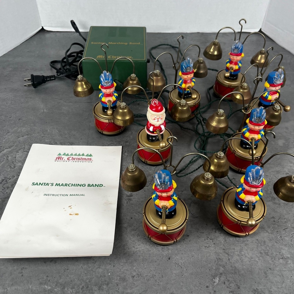 Vintage 1991 Mr Christmas Santa's Marching Band Musical Bells‎ Animated 10 Piece